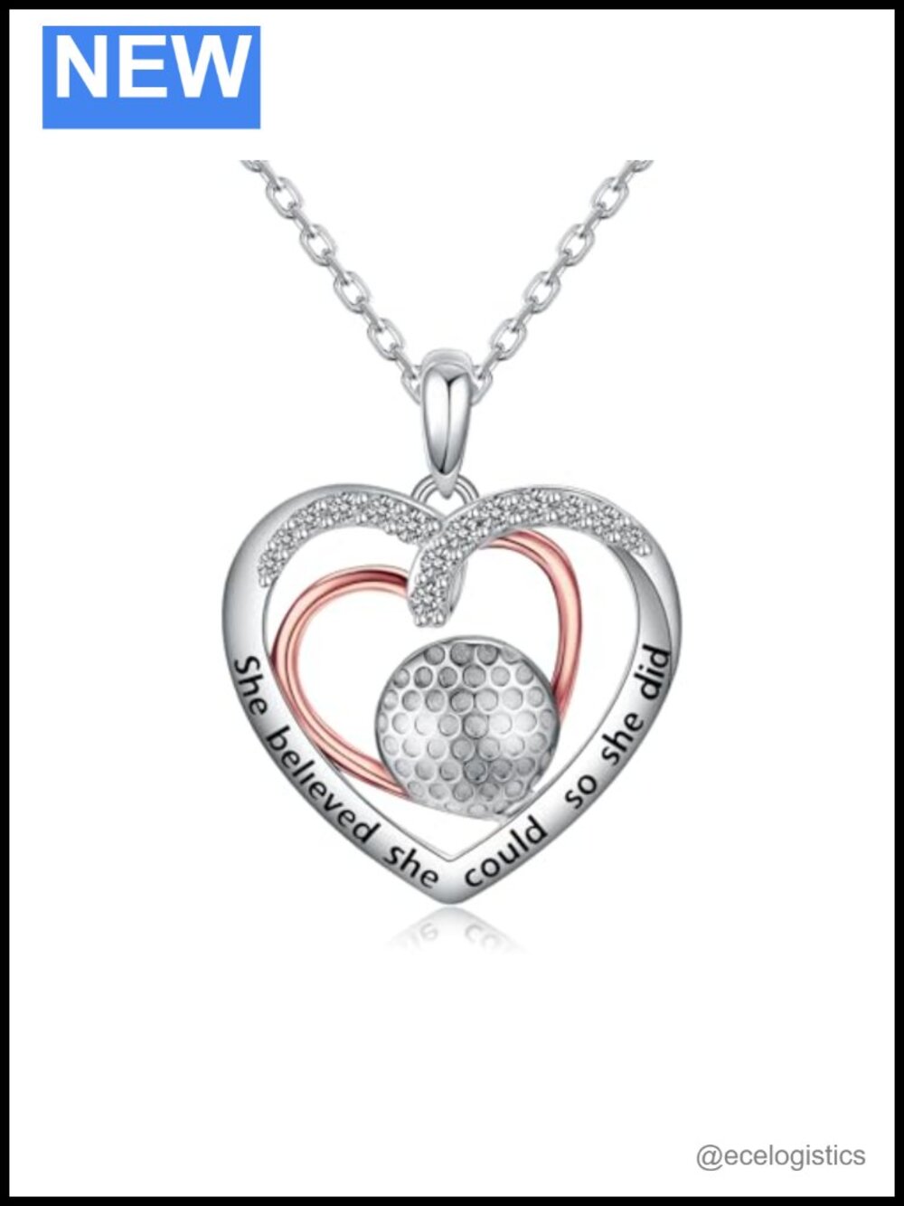 925 Sterling Silver Golf Necklace Pendant Sports Jewelry Gift